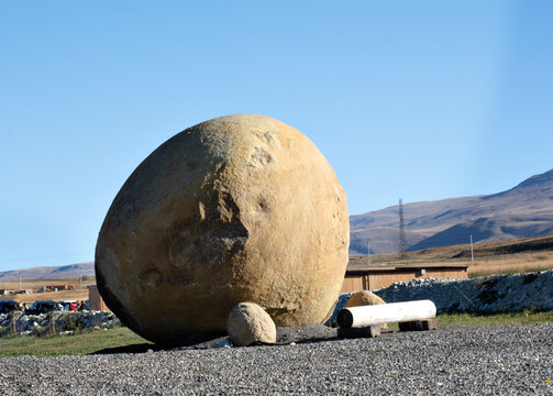 Beautiful view of the stone balls in Dagestan