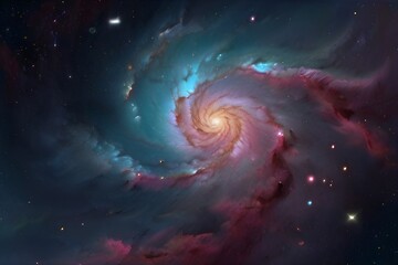 Abstract Unique Smooth Colorful Nebula Galaxy In A Deep Space Artwork Generative AI