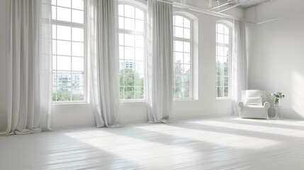 The Serene Beauty of a White Interior Bathed in Light from a Large Window