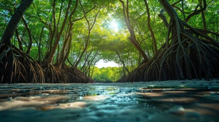 Ecosystems at the Water's Edge - The Vital Role of the Green Mangrove Forest Along Abrasion Beach