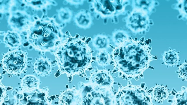 Digital animation of the covid-19 virus under a microscope. 3d rendering illustration of corovinavirus with luma matte.