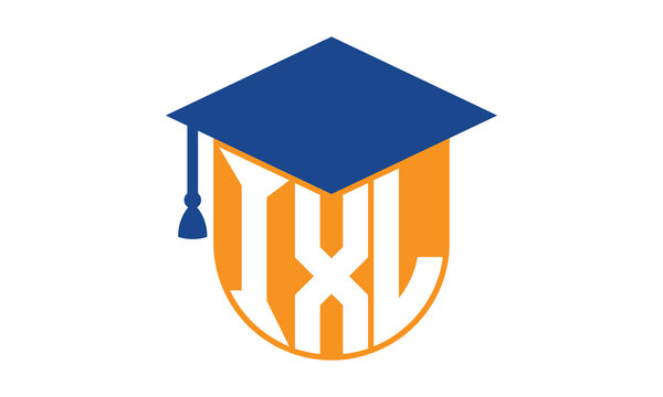 IXL initial letter academic logo design vector template. school college logo, university logo, graduation cap logo, institute logo, educational logo, library logo, teaching logo, book shop, varsity	
