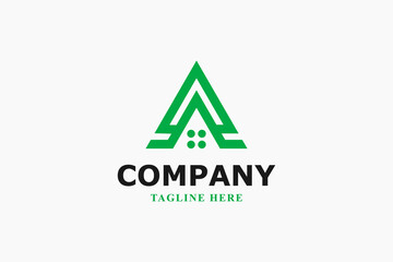 Fototapeta premium letter a and green house minimal logo