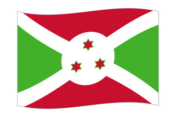 Waving flag of the country Burundi. Vector illustration.