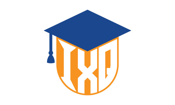 IXQ initial letter academic logo design vector template. school college logo, university logo, graduation cap logo, institute logo, educational logo, library logo, teaching logo, book shop, varsity	
