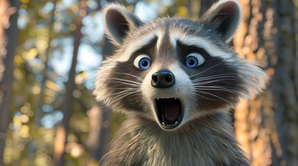 Cartoon Raccoon Looking Surprised
