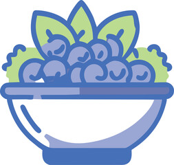 blueberry salad, icon colored outline