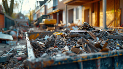 Caisson for the recovery of rubble during the construction of a building. Generative AI