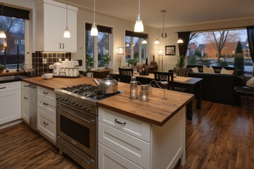 Fototapeta premium a beautiful small modern apartment kitchen professional advertising photography