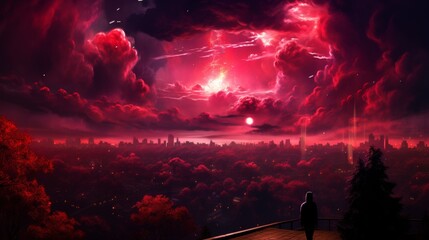 Captivating fantasy scenes featuring space creatures, satellites, and stunning space landscapes - obrazy, fototapety, plakaty