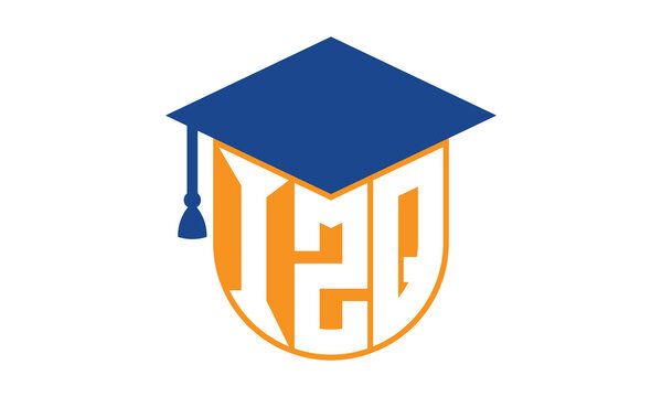 IZQ initial letter academic logo design vector template. school college logo, university logo, graduation cap logo, institute logo, educational logo, library logo, teaching logo, book shop, varsity	
