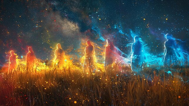 Spiritual Guides Ethereal figures offering guidance and wisdom illuminated in a divine light