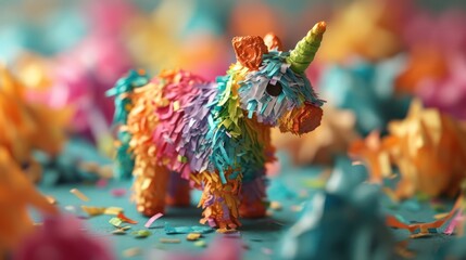 miniature pinata with toy vibes in isometric perspective - obrazy, fototapety, plakaty