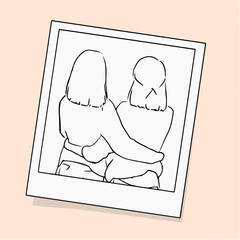 illustration girls photo frame