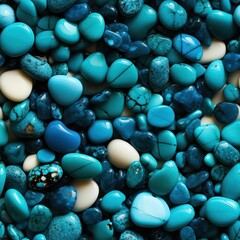 seamless background featuring small vibrant turquoise stones, creating a visually appealing and textured composition