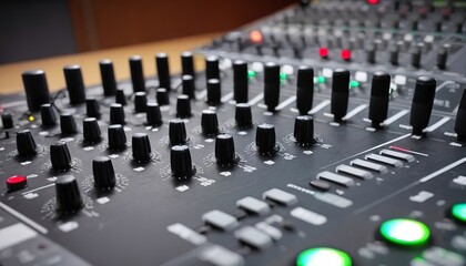 Microphone on console sound board mixer