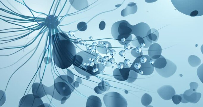 Trazodone rotating molecular 3d structure ball-and-stick model, looped video antidepressant