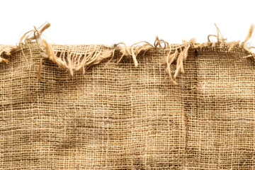 Burlap texture. A piece of torn burlap on transparent background
