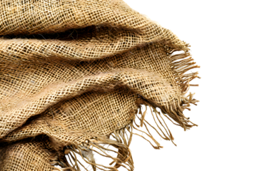 Burlap texture. A piece of torn burlap on transparent background