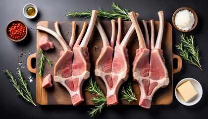 Rack of lamb ready for cooking  Isolated on white background