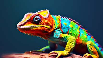 Close-up of a colorful chameleon