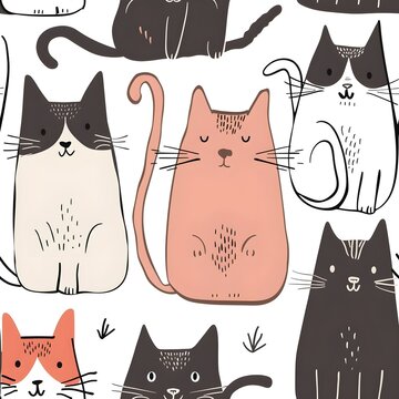 Seamless pattern with cats.