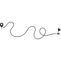 Location Pin To Flag Route Line