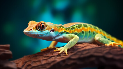 Obraz premium Close-up of a colorful chameleon