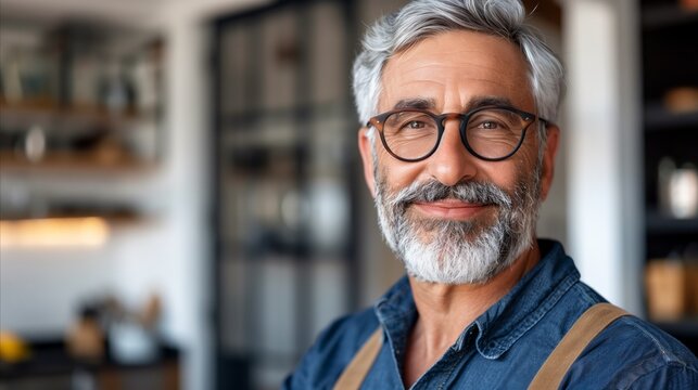 Mature craftsman in workshop with stylish decor - Powered by Adobe