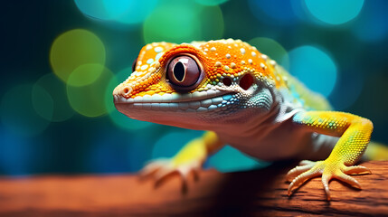 Close-up of a colorful chameleon