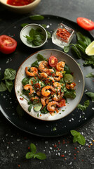 Perfect salad with shrimps