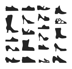 black silhouette object women's shoes and high heels,fashion design vector illustration