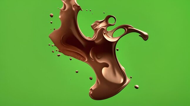 Splash Chocolate on Green Screen Background