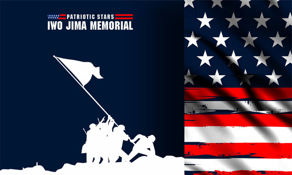  battle of iwo jima  , soldiers raising the American flag atop the island of Iwo Jima.