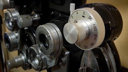 A phoropter that is used to dial in your eyeglass prescription.  A phoropter or refractor is an...