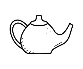 Teapot doodle sketch style icon. Vector illustration of elements cook. A kettle for boiling water.