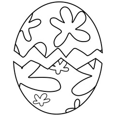 The egg is divided into two halves and has many star shapes on it. Egg icon, doodle style.