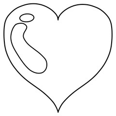 A heart that glows from the reflection of the sun. Heart icon, doodle style.