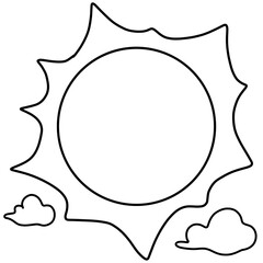 The sun that gives light on the earth. Sun icon, doodle style.