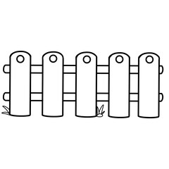 Wooden fence surrounding the back garden area. Fence icon, doodle style.
