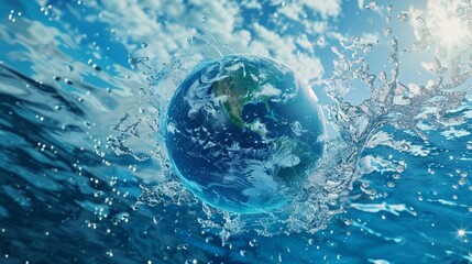 A vibrant blue planet Earth surrounded by clean - obrazy, fototapety, plakaty