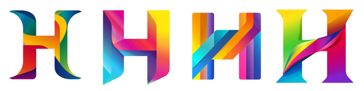 Letter H with colorful gradients, Logo design, alphabet, isolated on a transparent background