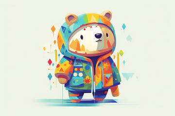 Fototapeta premium Bear wearing an Eskimo outfitRealistic tropical colors