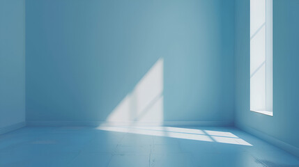 Empty Blue Studio Room Backdrop: Light Interior with Minimalist Design, Modern Empty Space for Photography or Videography, Simple Contemporary Room Background, Generative Ai

