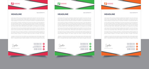 Professional Company Business Letterhead Template Design With Various Colors Bundle For Corporate Office