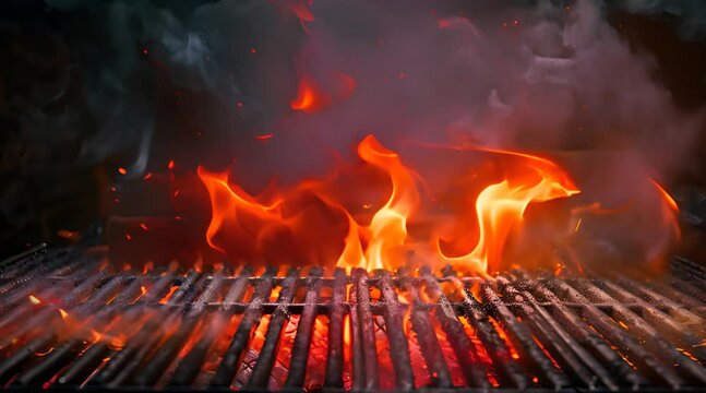 grill with hot fire