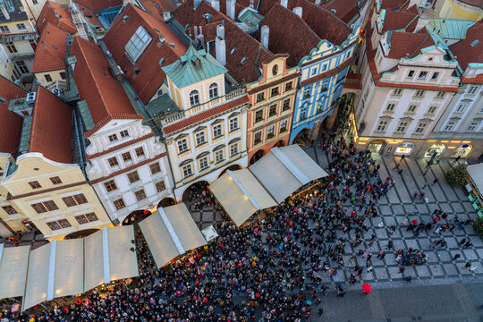 View of Prague Old Town and Christmas Market