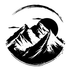 Berge Sonne Design Silhouette Bergsteigen Natur Landschaft Logo Mountains Wandern Symbol