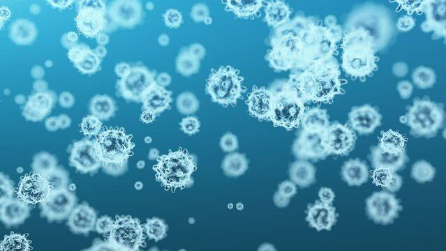 Digital animation of the covid-19 virus under a microscope. 3d rendering illustration of corovinavirus with luma matte.