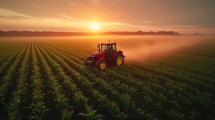 tractor in the field autumn work